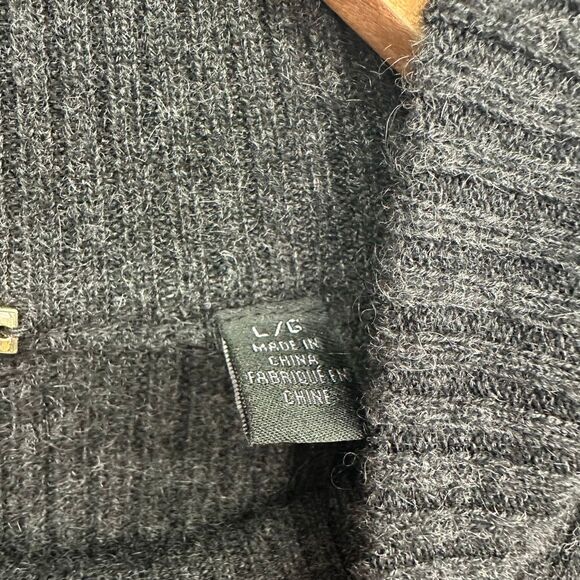 Magaschoni Women’s Dark Charcoal Grey Cashmere Mock Neck Short Sleeve Midi Dress - Picture 6 of 7